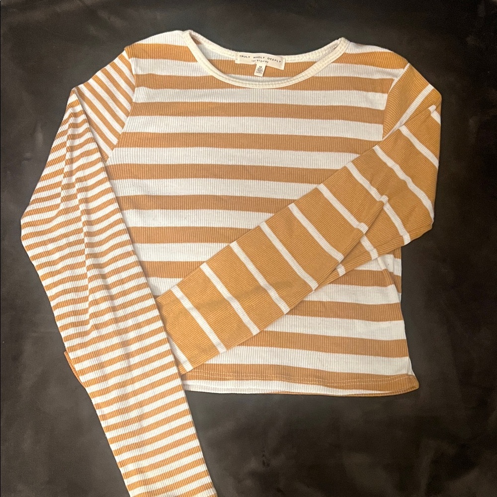 Striped Long Sleeve Cropped Top